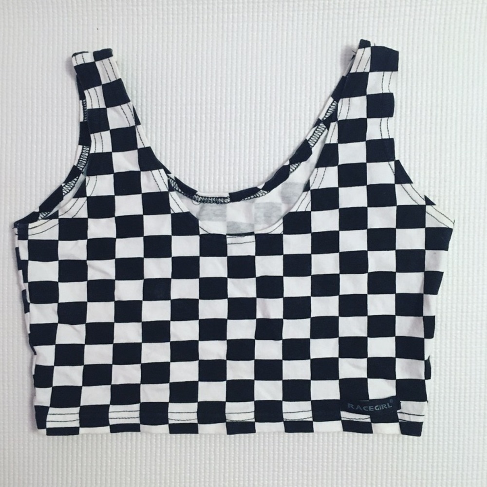 Black and White Checkered Crop Tank Top